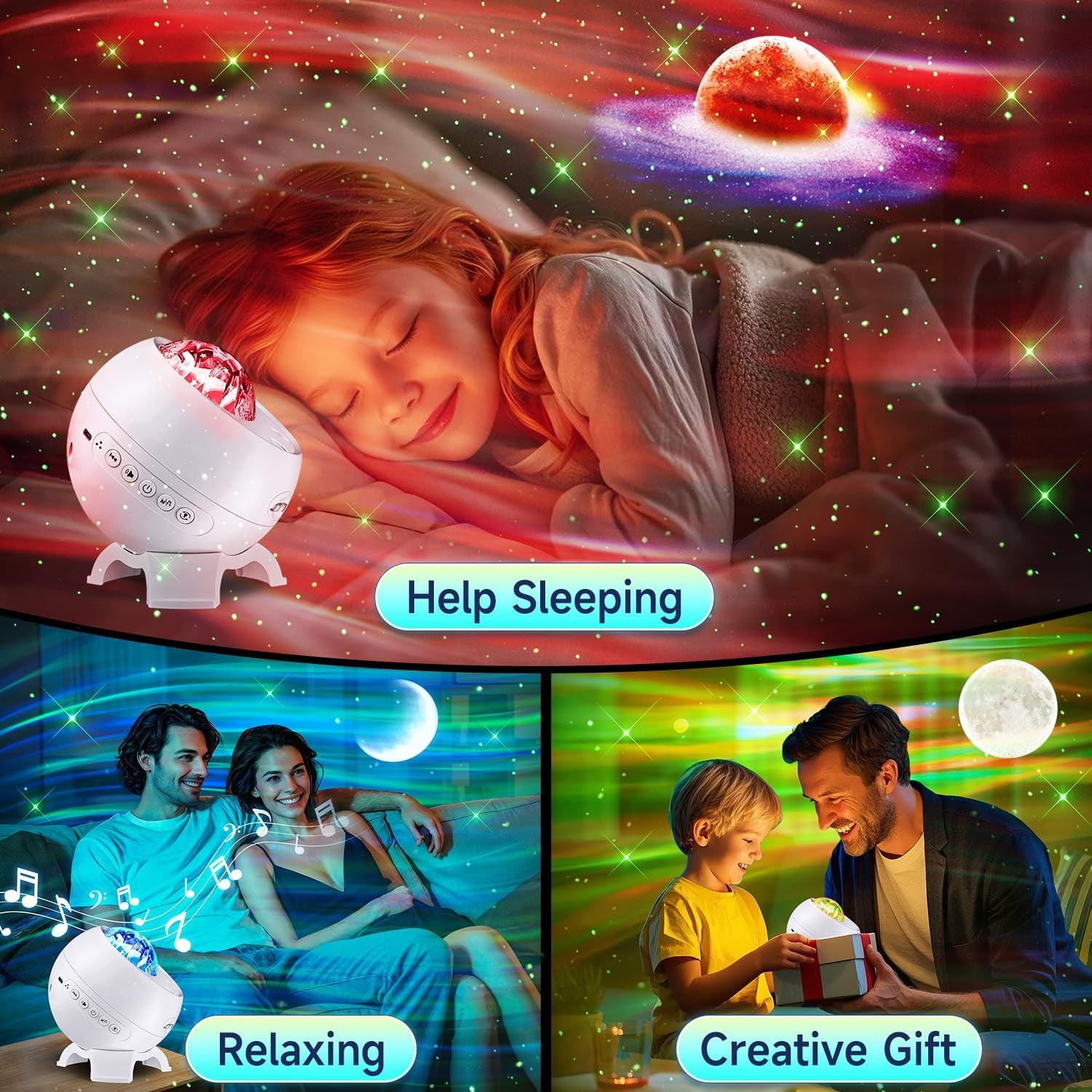Galaxy Projector Northern Lights Projector with Bluetooth Speaker
