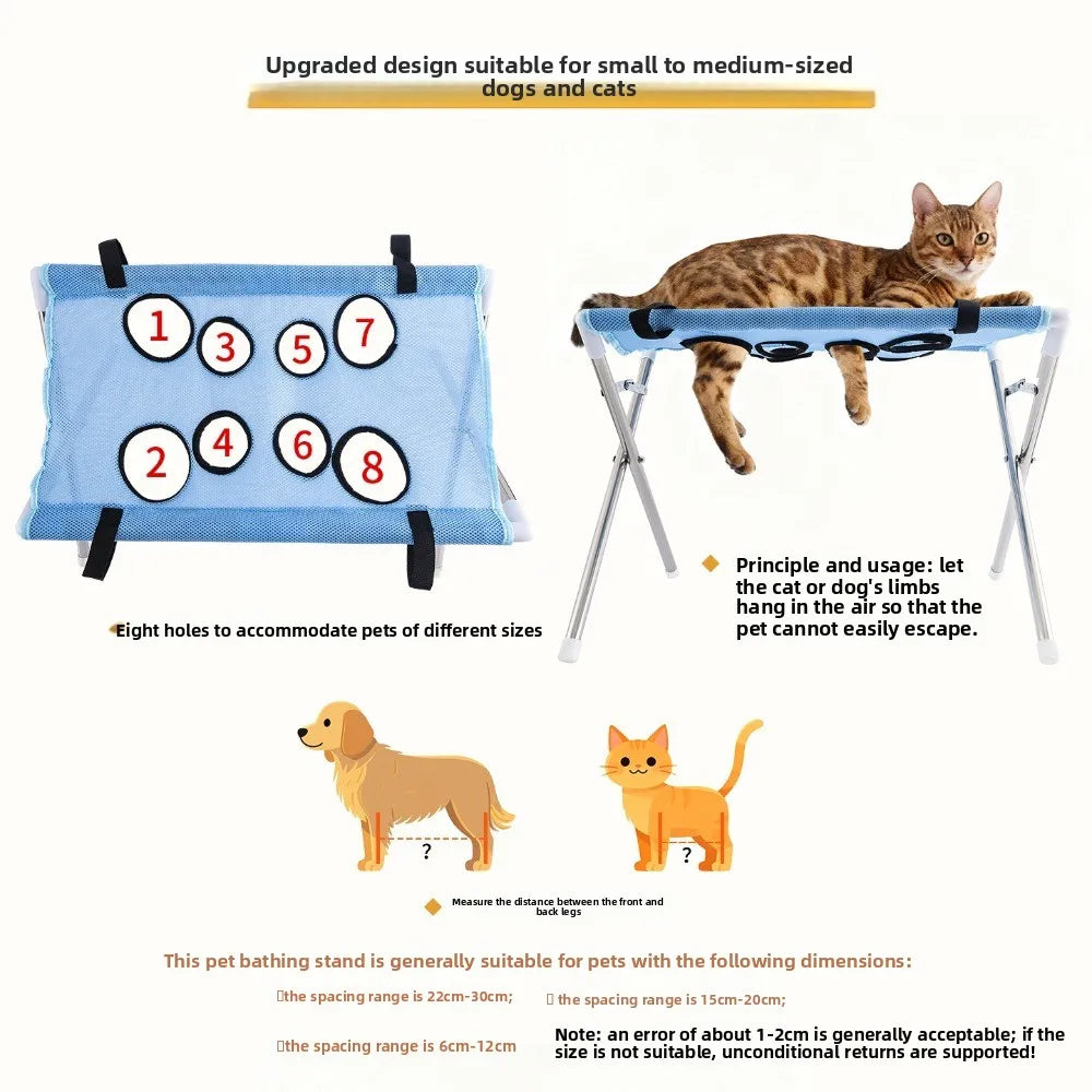 Anti-Scratch Pet Grooming Hammock Adjustable Detachable Pet Restraint Station Sturdy Support Frame Pet Bathing Rack Pet Grooming