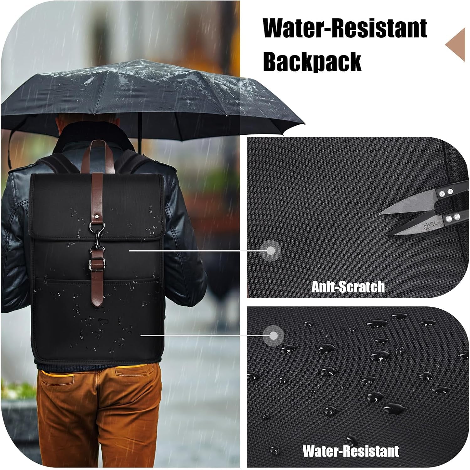 Slim Vintage Backpack for Men Women,15.6 Inch Laptop Backpack