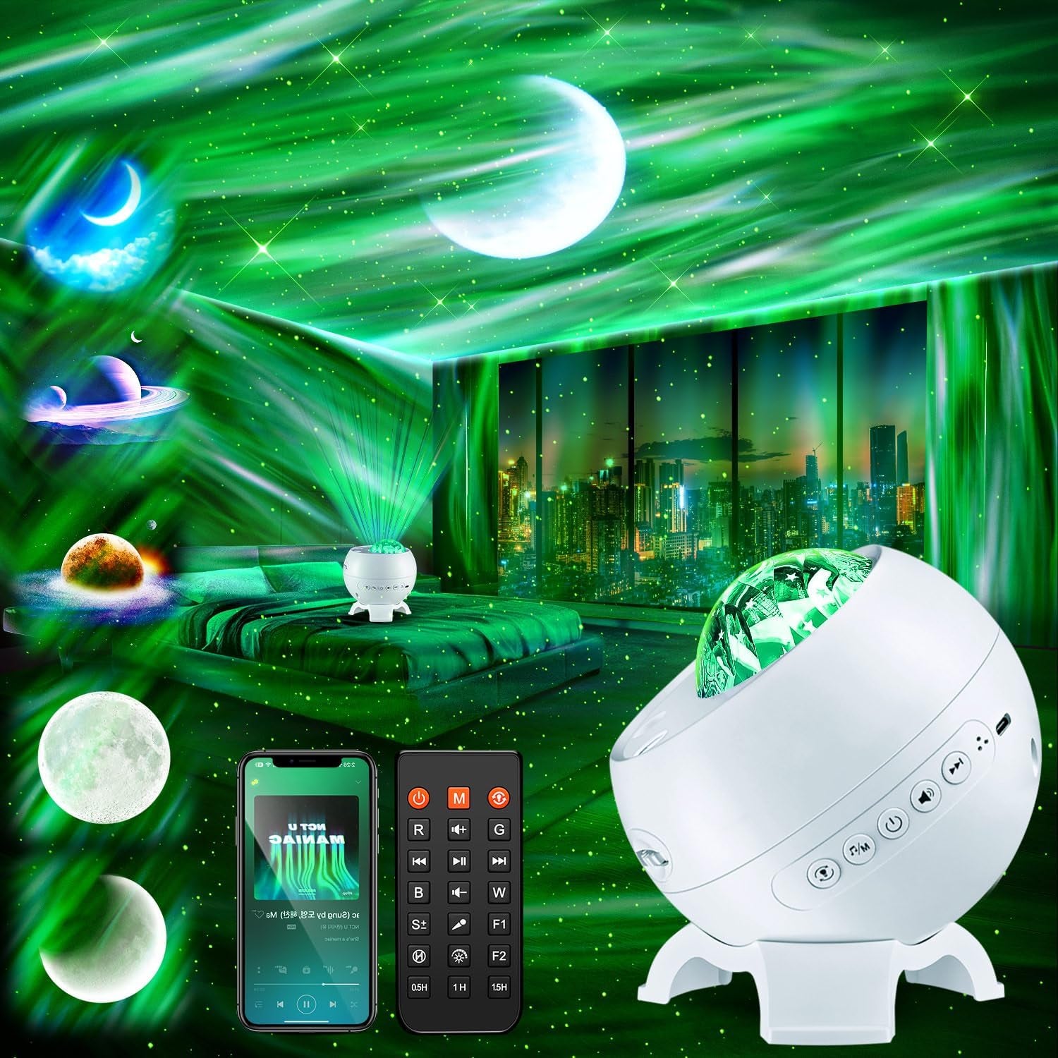 Galaxy Projector Northern Lights Projector with Bluetooth Speaker