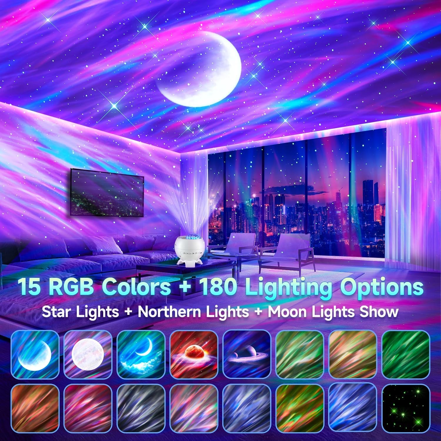 Galaxy Projector Northern Lights Projector with Bluetooth Speaker