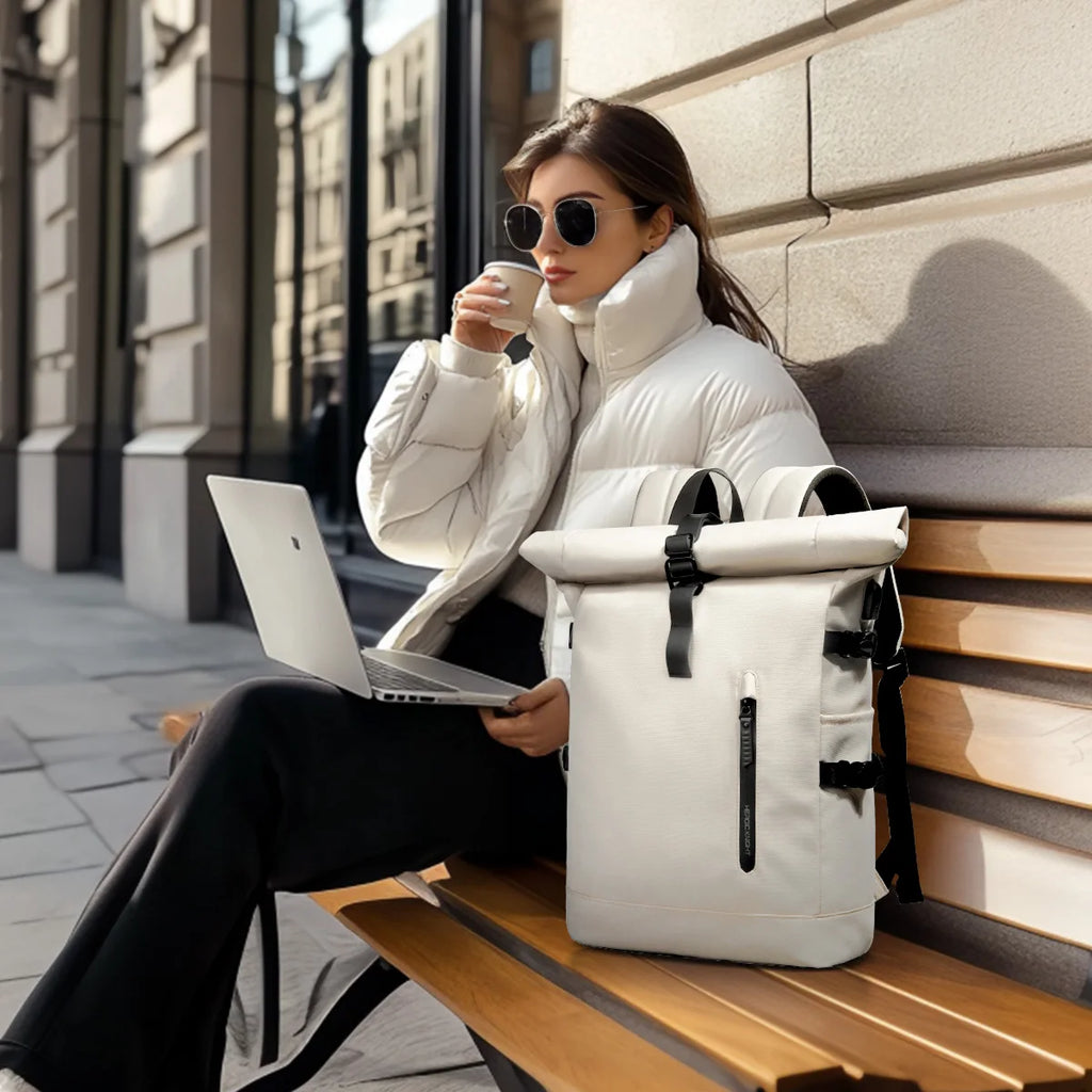 Travel Backpack Woman Fashion Roll-Top Backpack Waterproof School Bag Large Capacity Business Men Laptop Backpack