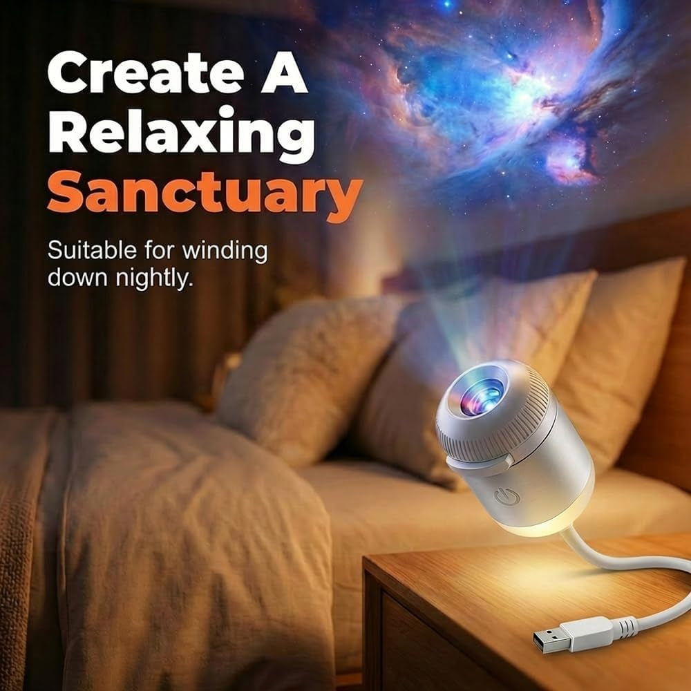 2-In-1 Galaxy Projector Night Light, USB Star Projector, Mini Galaxy Light Projector for Bedroom Ceiling Wall Room Decor