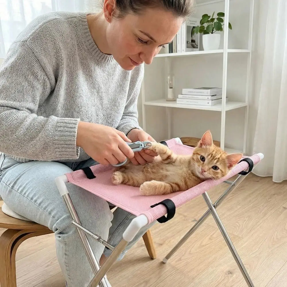 Anti-Scratch Pet Grooming Hammock Adjustable Detachable Pet Restraint Station Sturdy Support Frame Pet Bathing Rack Pet Grooming