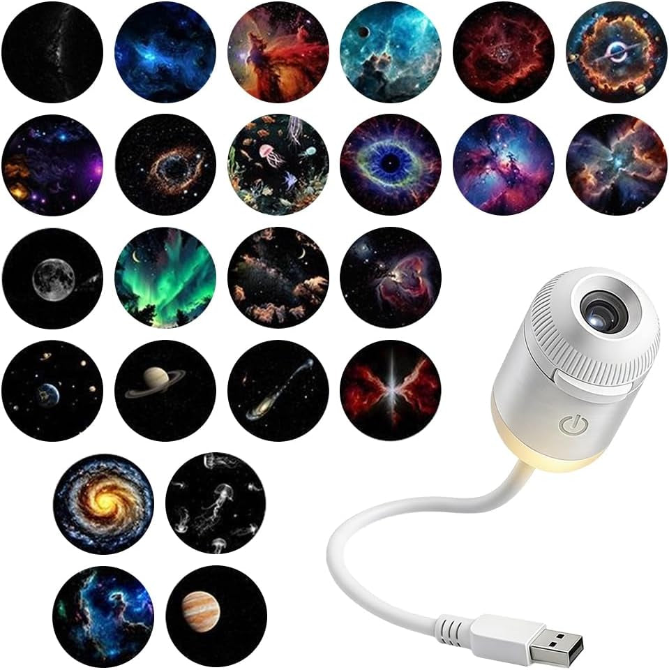 2-In-1 Galaxy Projector Night Light, USB Star Projector, Mini Galaxy Light Projector for Bedroom Ceiling Wall Room Decor