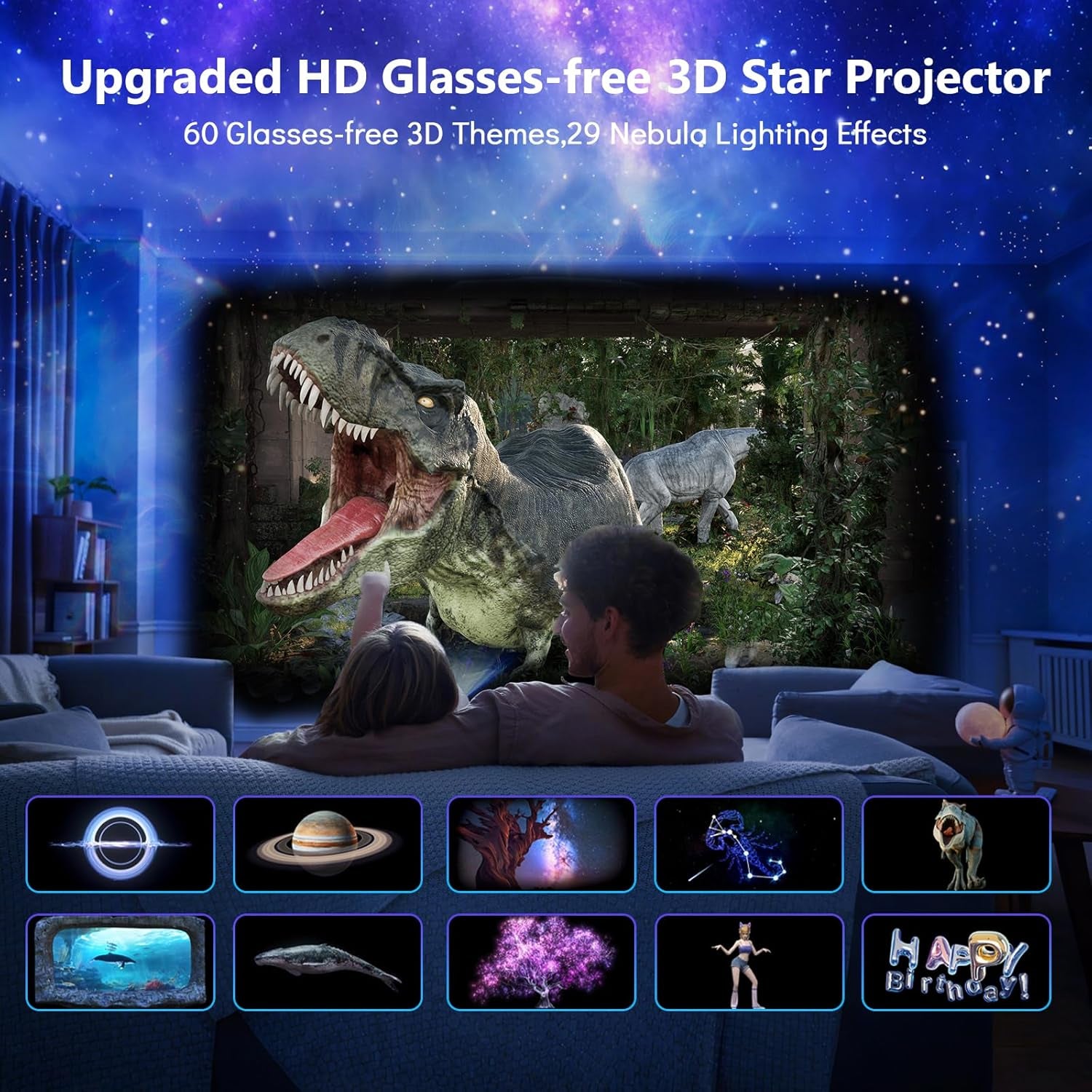 3D Star Projector, Galaxy Aurora Planetarium Projector for Bedroom