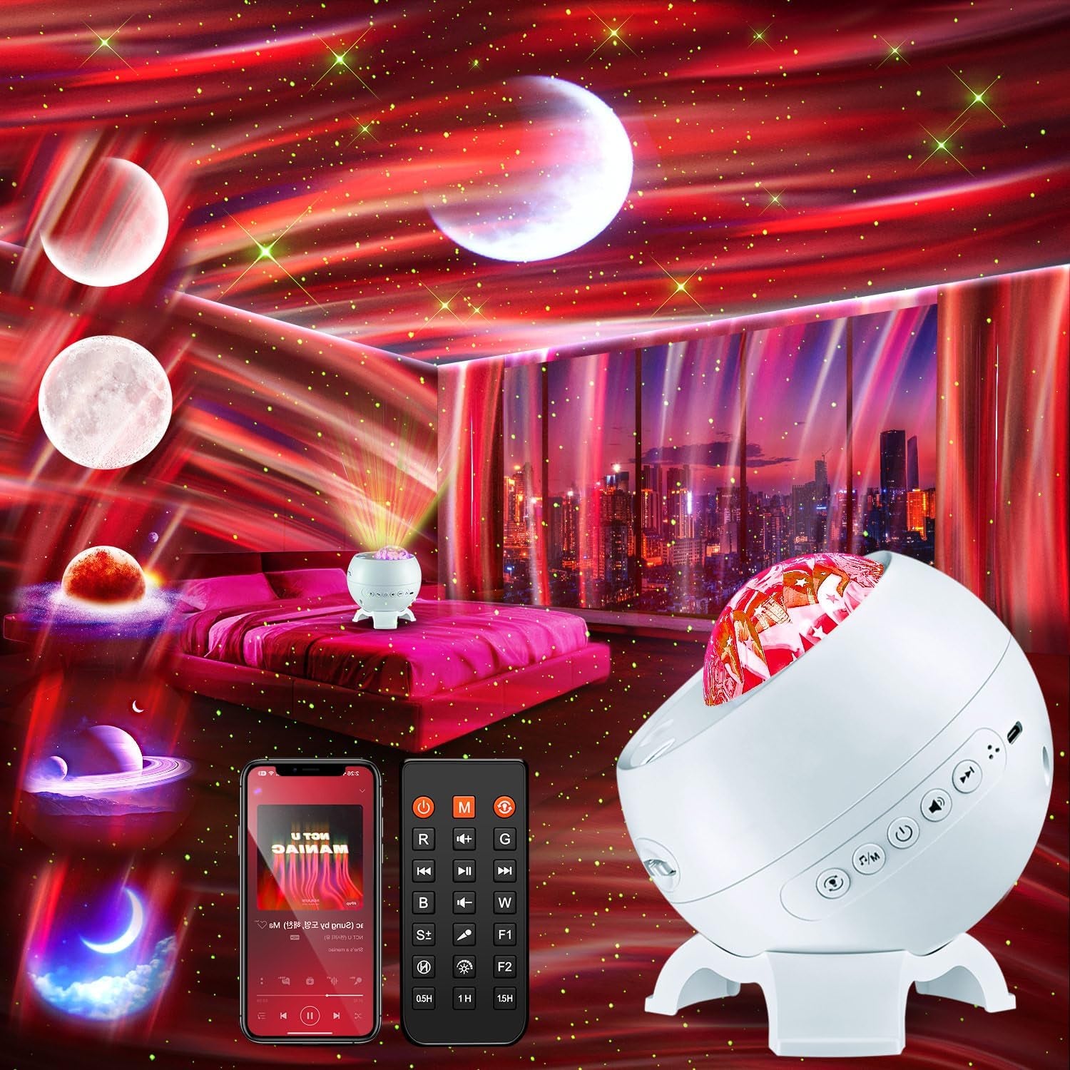 Galaxy Projector Northern Lights Projector with Bluetooth Speaker